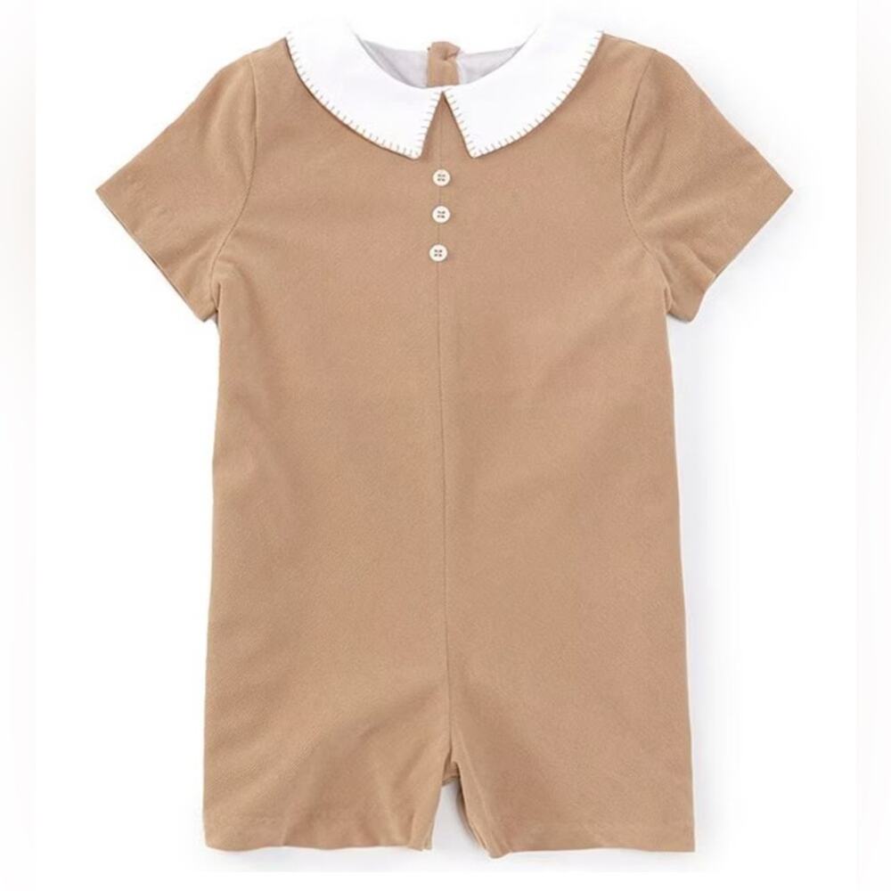 Edgehill Collection Baby Boys Peter Pan Collar Corduroy Romper Size 3T